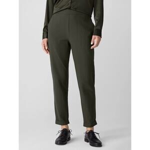 Eileen Fisher Crepe Ankle Pants Women's Size XL Green Slim Leg Elastic Waist
